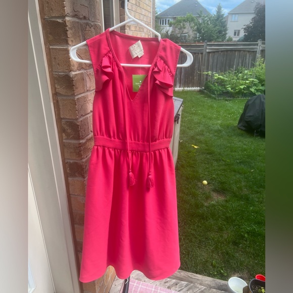 KATE SPADE NEW YORK Rambling Roses Crepe Ruffle Dress Pink Size 2 XS Brand New - Picture 4 of 16